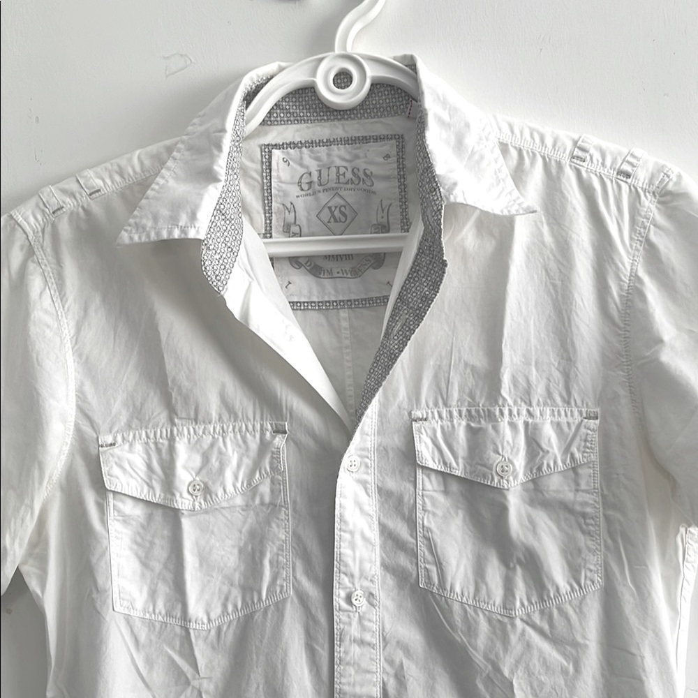 Guess Men's Cotton White Button Down Shirt - Picture 4 of 16